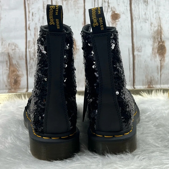 Dr.Martens 1460 Pascal Reversible Flipped Sequin Black/Silver Boots NEW - Picture 8 of 15